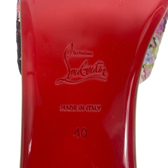 Christian Louboutin Nicol is Back Floral Satin Flat Slide Size 40 - Picture 13 of 16